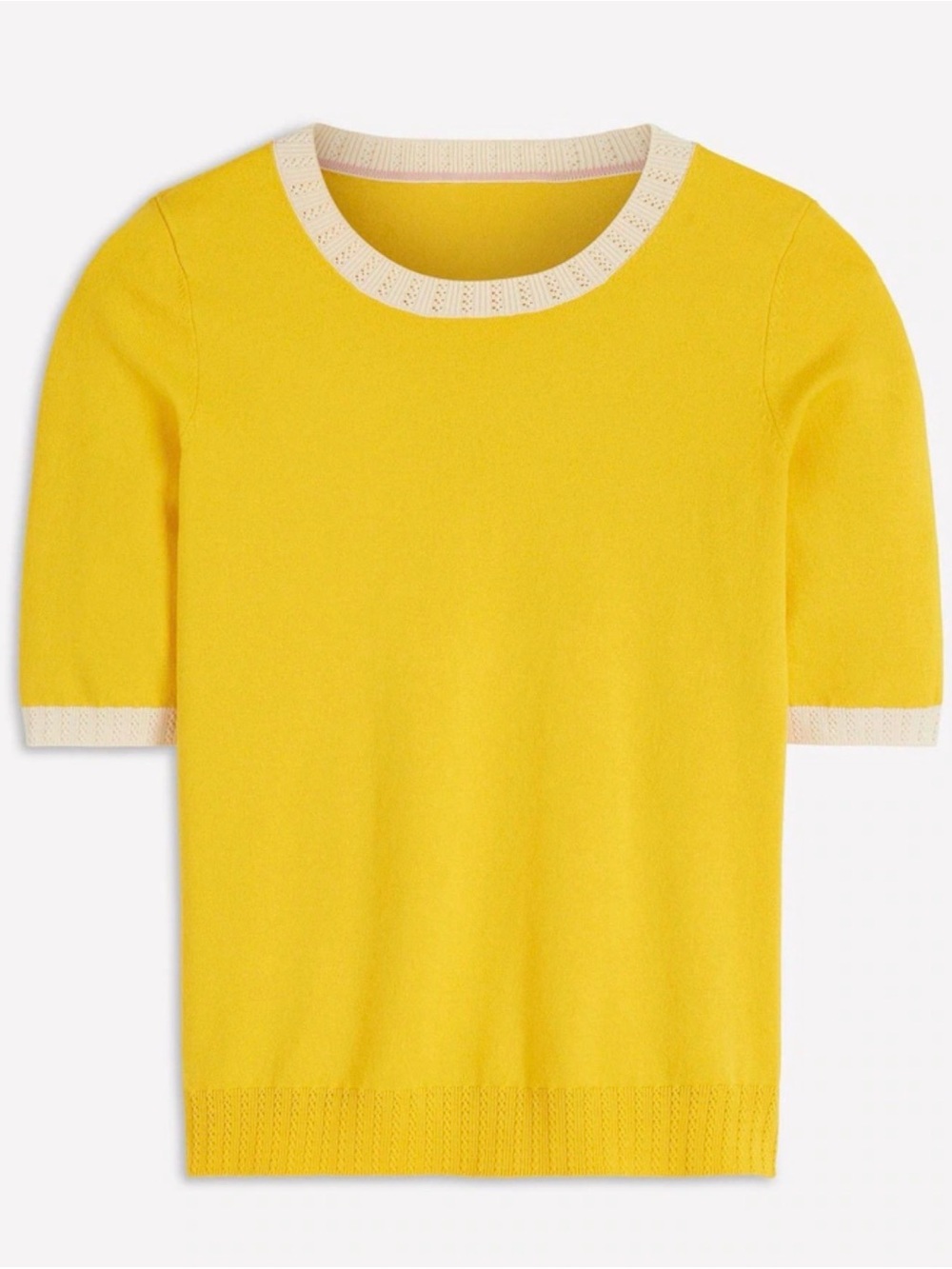 NWT Boden Yellow Emilia Yellow Classy Preppy Office Knit Short Sleeve Sweater
